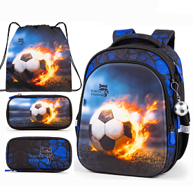 Рюкзак ортопедичний з пеналом та мішком 3 в 1 для хлопчика з М'ячем School Standard 38х30х18 см для початкової школи (Full 150-40)